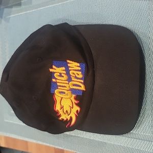 Vintage Quick Draw 90's 1990's New York lottery adjustable hat this spot Is Red
